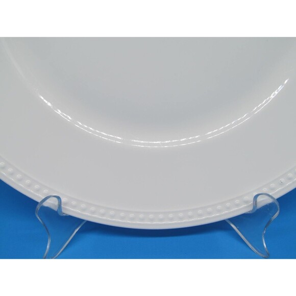 222 Fifth Laila White With Embossed Dots On Rim 11" Dinner Plate  GUC - Picture 3 of 9